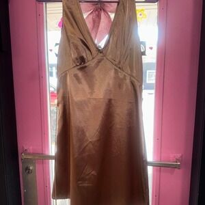 Silky Brown Slip Dress
